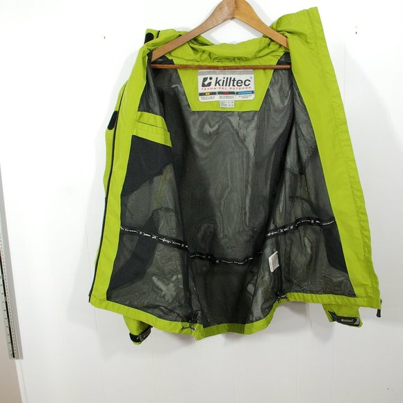 Killtec Rain Jacket Womens 10 Lime Green Hooded Full Zip Waterproof Ladies - Picture 10 of 13